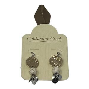 Coldwater Creek Neutral Multi Bead & Charm Dangle Earrings NWT